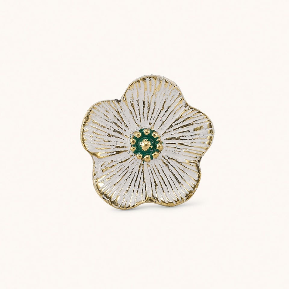 Ladeknop Faye Flower White Messing 5x5cm