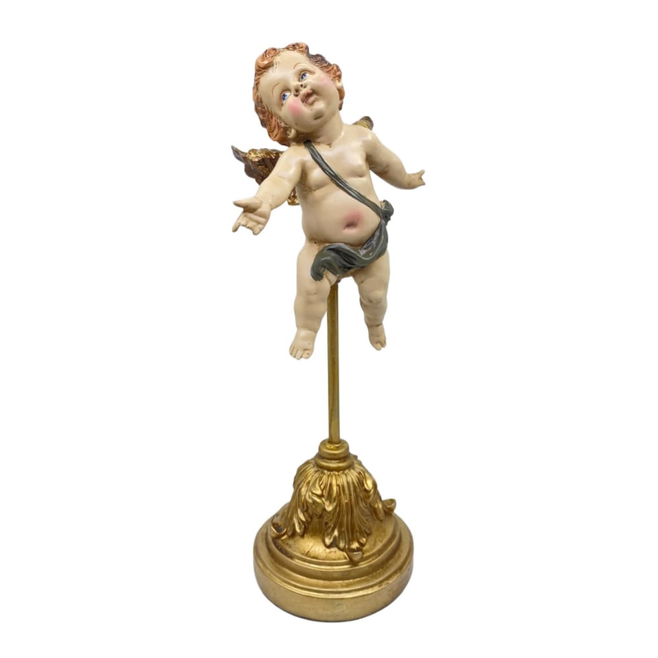 Beeld Engeltje Op Sokkel Goud 13x43cm Armen Laag