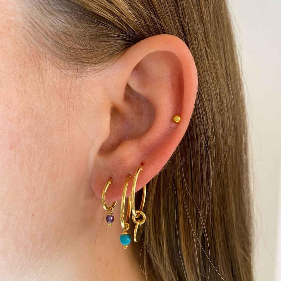 Gold Plated Hoop Earrings with Round 18 MM