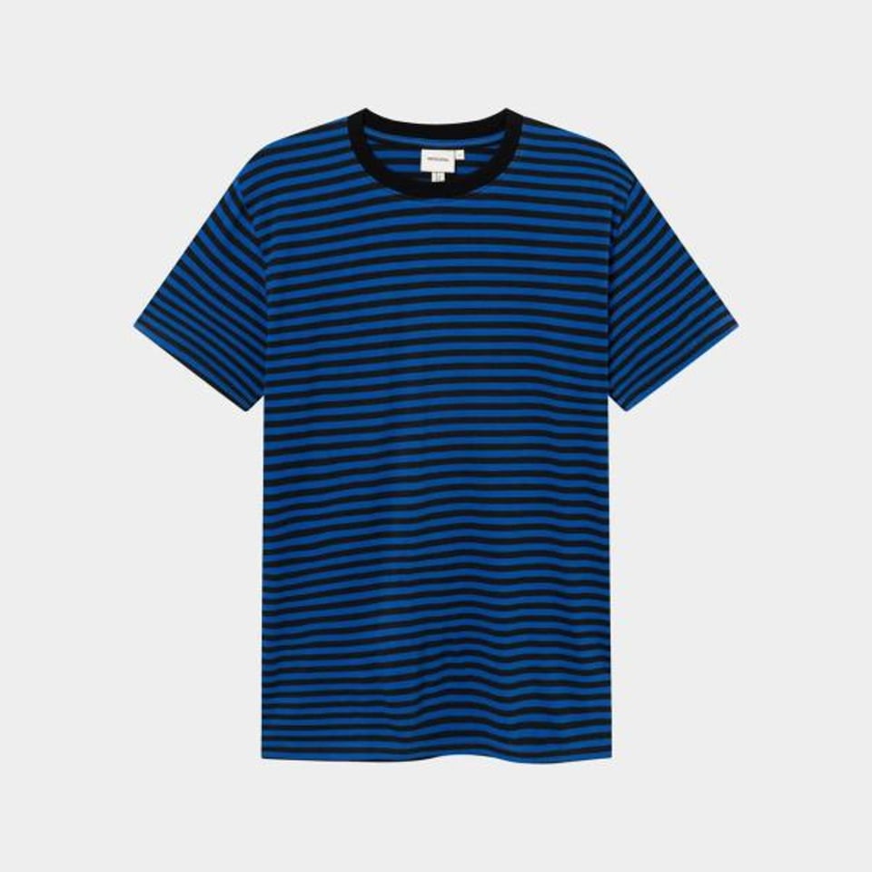 Dedicated T-Shirt Stockholm Stripes Black/Surf BLue