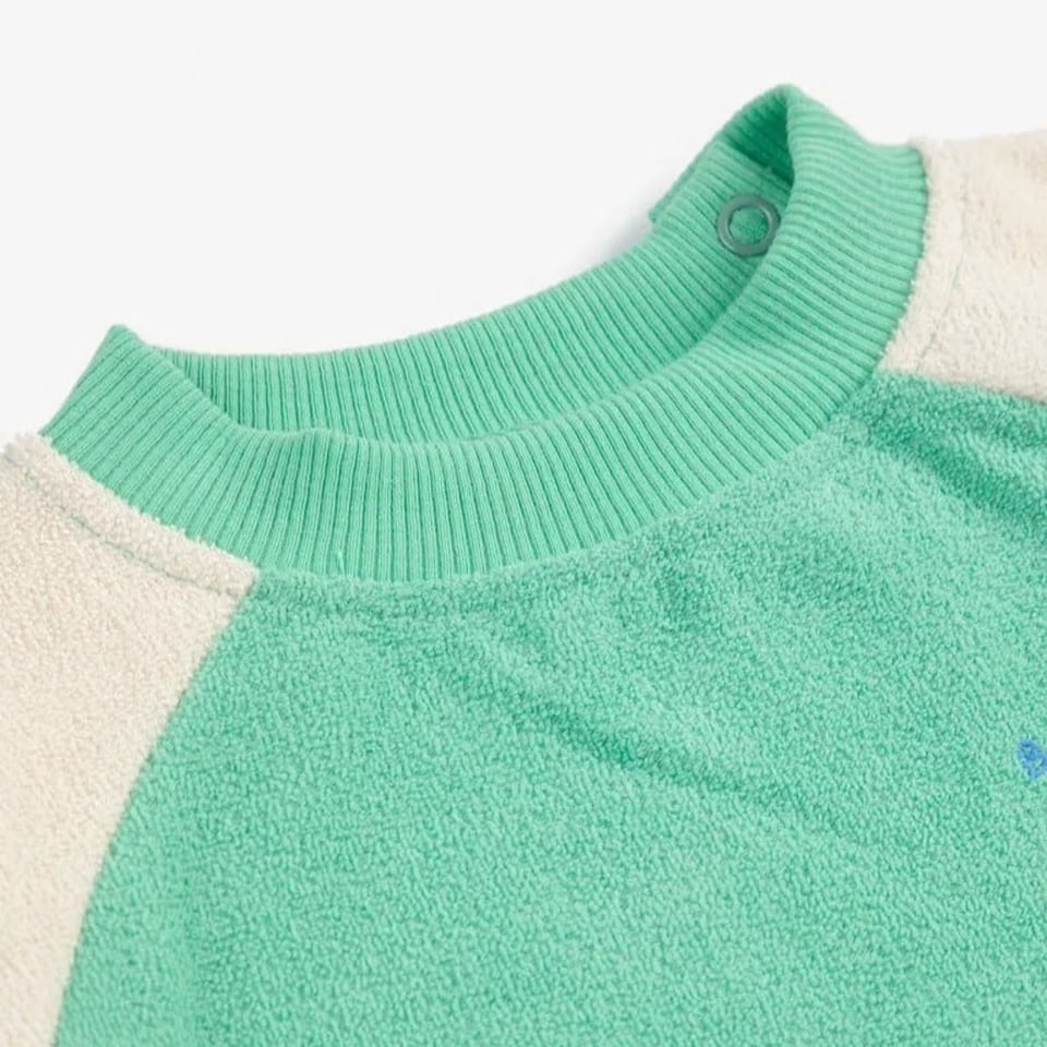 Bobo Choses Green Color Block Terry Cloth Sweatshirt