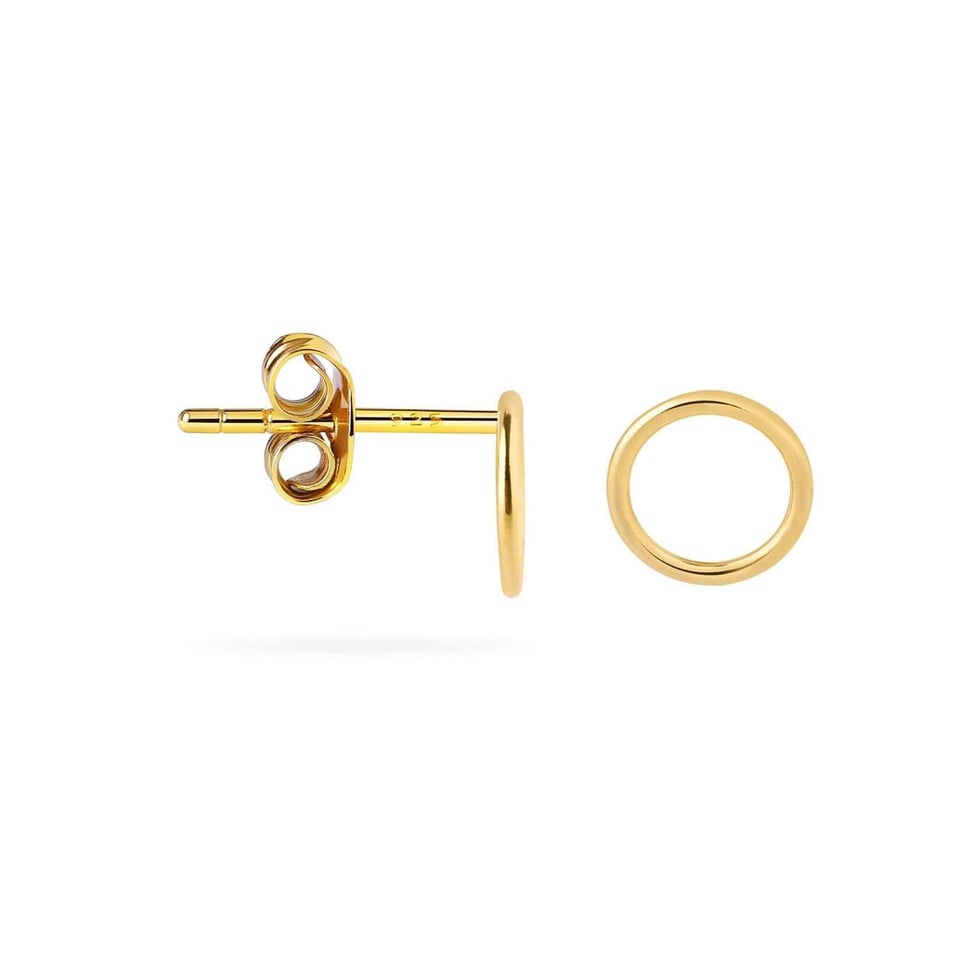 Gold Plated Circle Stud Earrings 3 MM