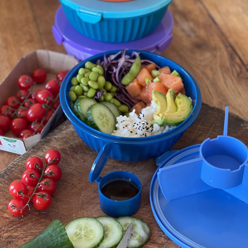 Yumbox Poke Bowl Met 3 Vakken Hawaii Blue - Blauw