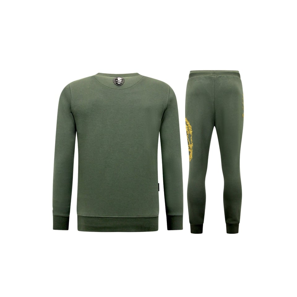 Exclusieve Joggingpak Heren - Skull Embroidery - Groen