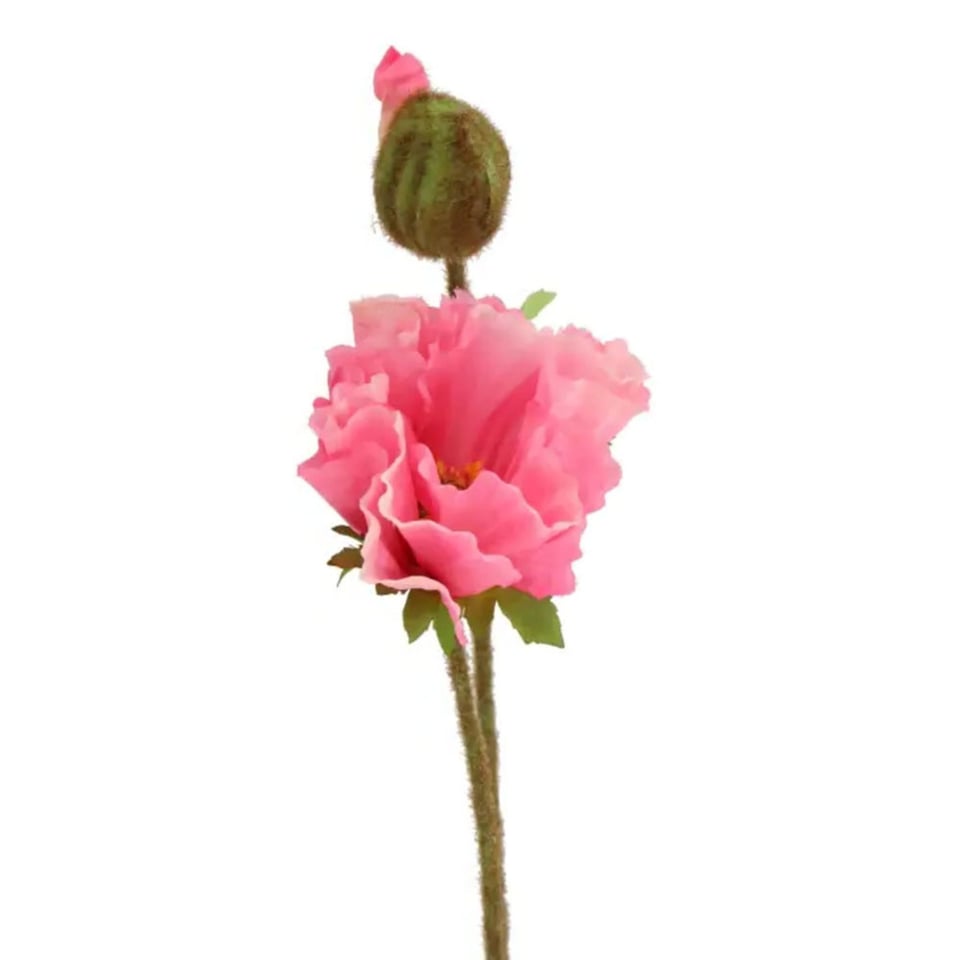 Kunstbloem Papaver Roze Zijde Tak 64cm