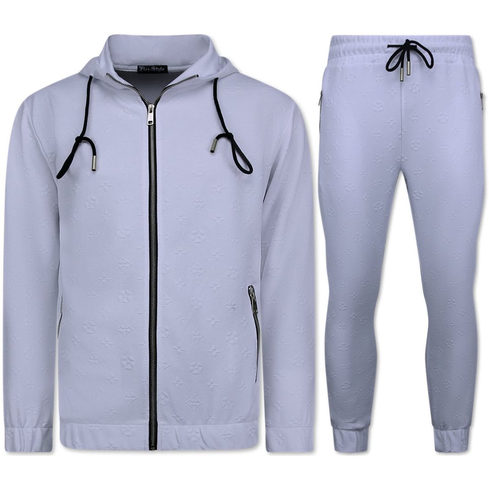 Vrijetijdspak Heren - Trainingspak Heren - Joggingpak Heren Volwassenen - 5035 - Wit