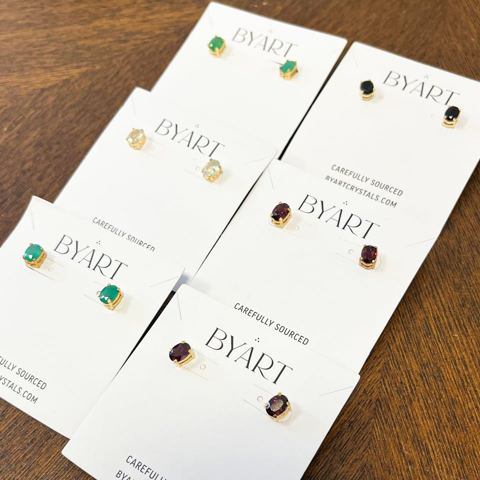 Stud Earrings - Natural Stones 18k Gold plated