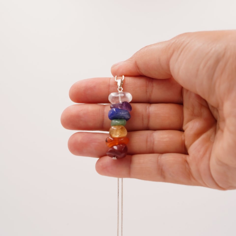 7 Chakras Necklace - Silver Plated
