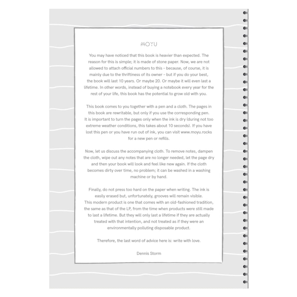 MOYU Uitwisbaar Steenpapier The Week Planner Dennis Storm A5