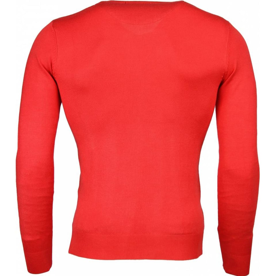 Casual Trui - Exclusive Blanco V-Hals - Rood