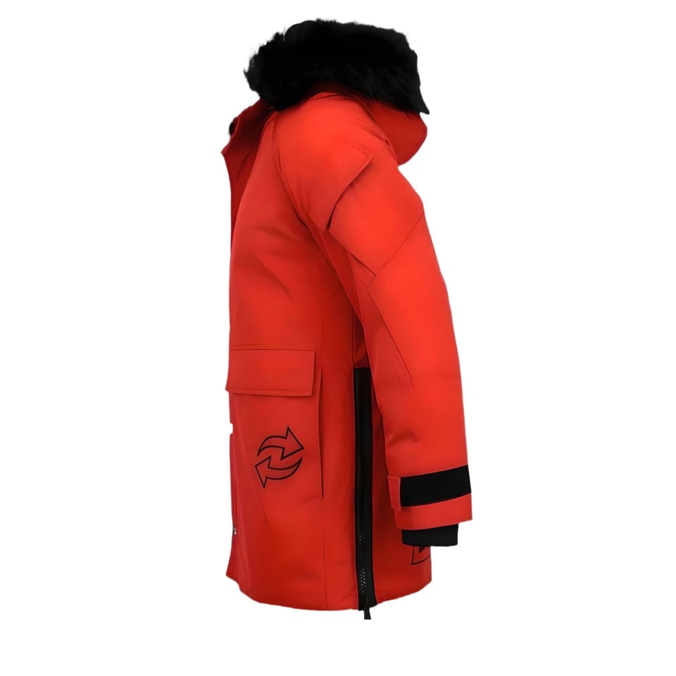 Parka Jas Heren Met Bontkraag Rood