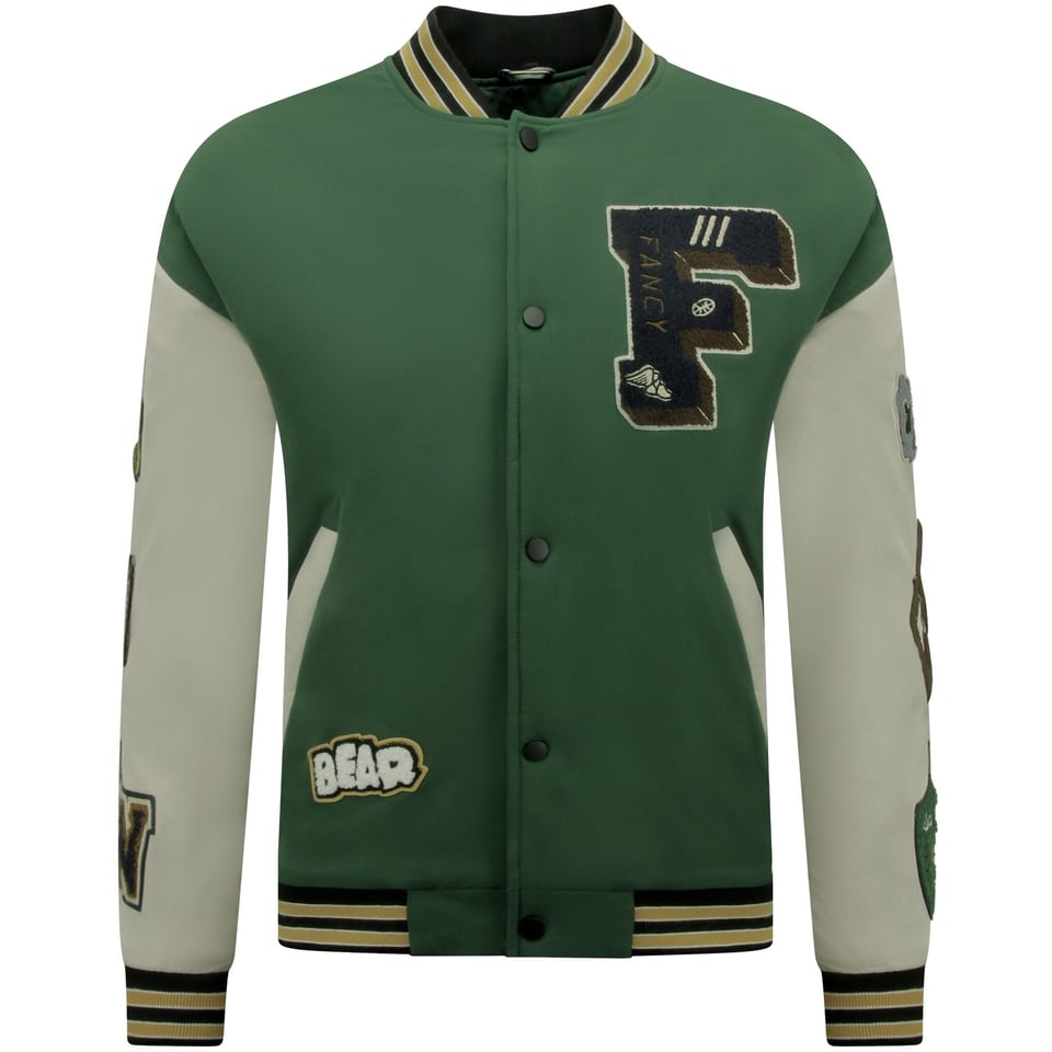 Heren Oversized Letterman Jas - 8633 - Groen