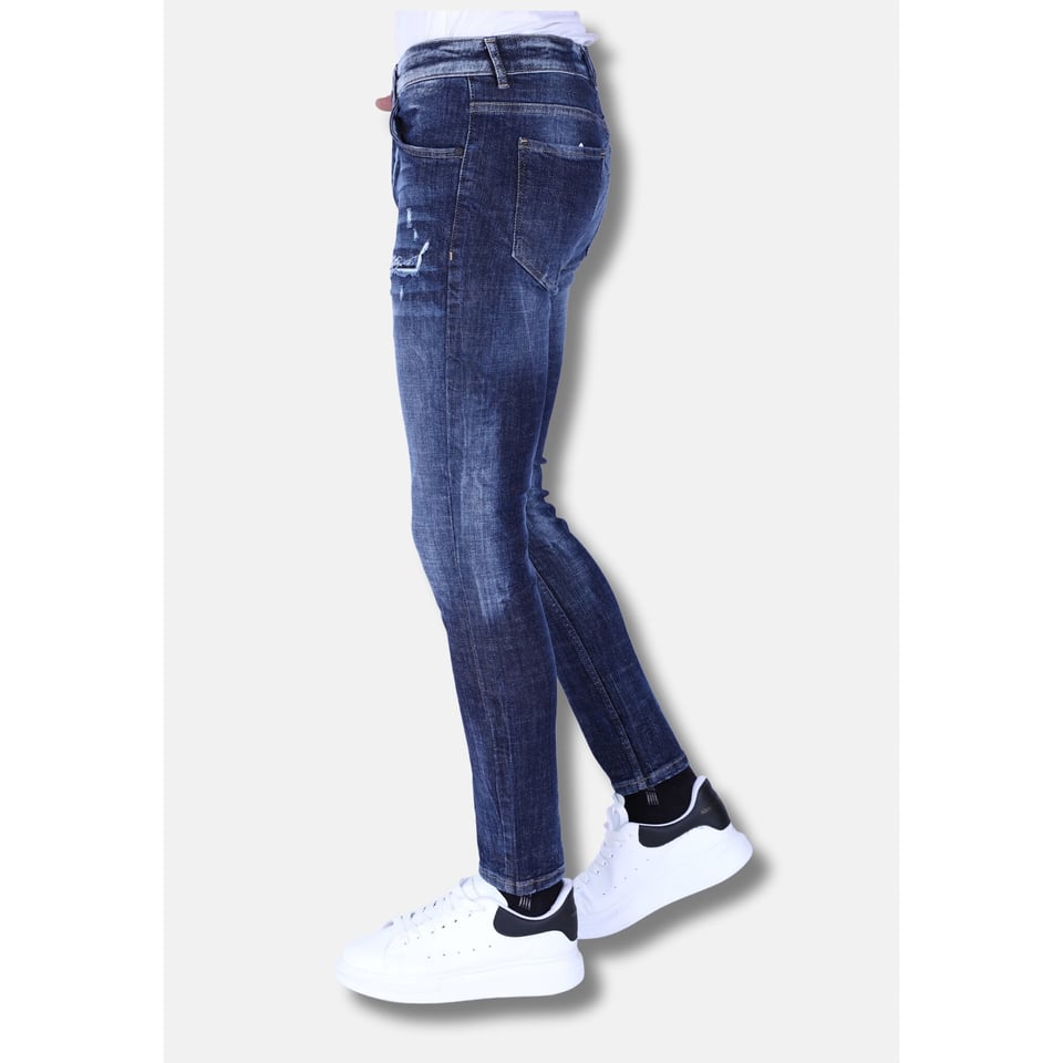 Gescheurde Heren Spijkerbroeken Slim Fit -1100 - Blauw