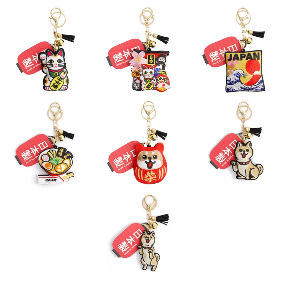 Sleutelhangers Japanse Graphics Patch 15cm Geborduurd 7 Designs