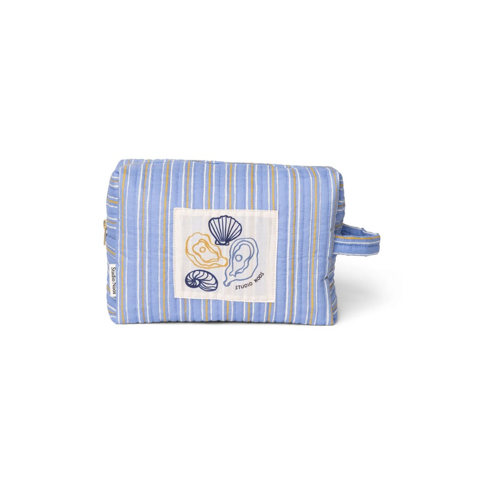 Serenity Cotton Striped Toiletry Bag - Blue