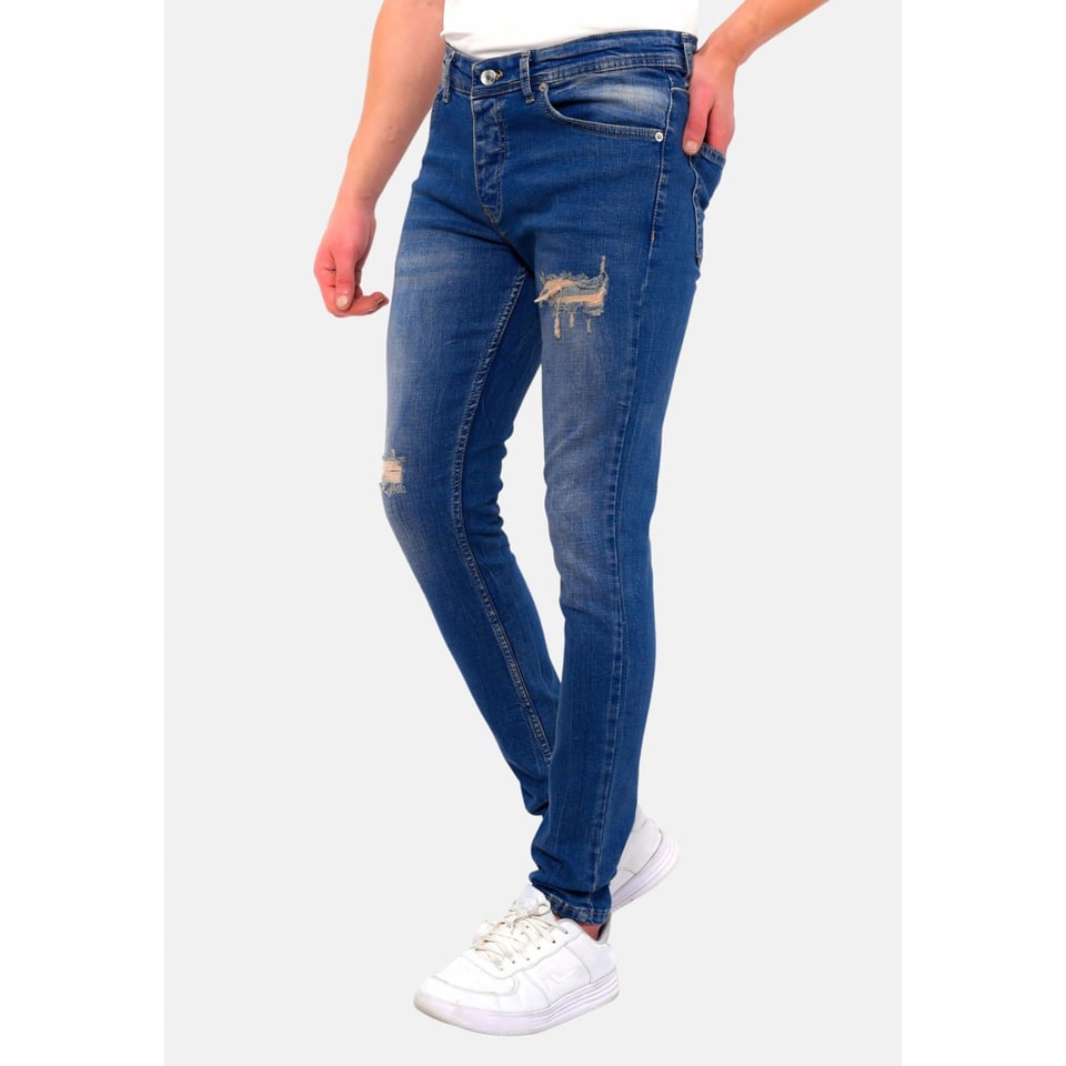 Ripped Jeans Heren Slim Fit Strech -DC-046- Blauw