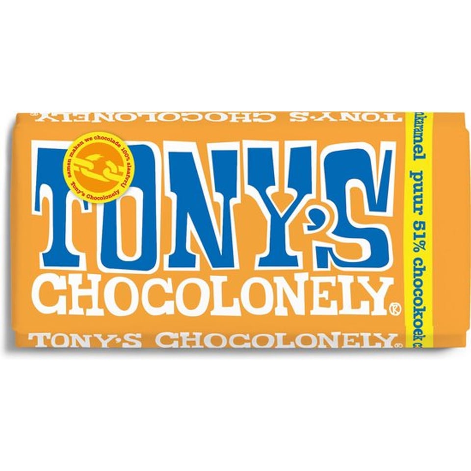 Tony's Chocolonely Puur Citroenkaramel Chocokoek Chocolade Reep - Vegan