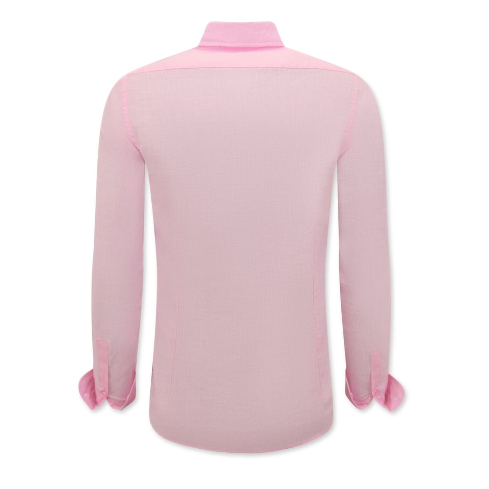 Linnen Overhemd Heren - Regular Fit - Casual Blanco - Roze