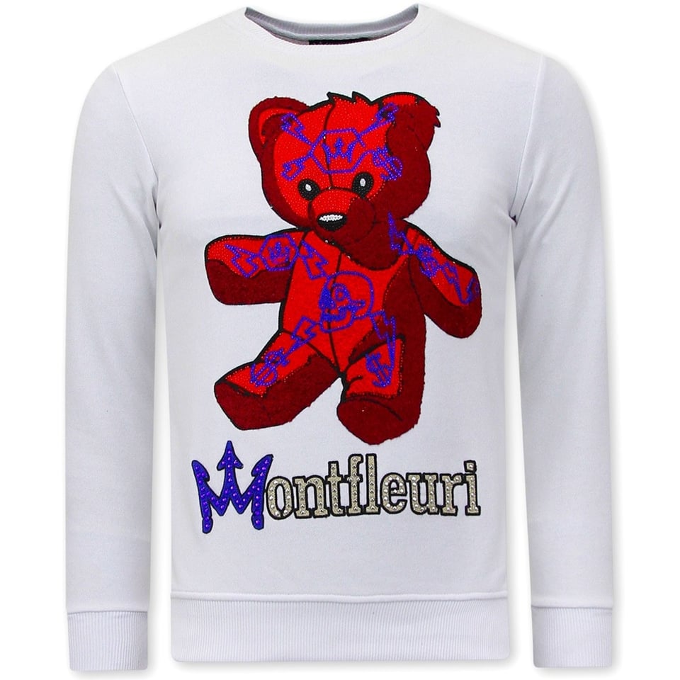 Heren Sweater Met Print Teddy Bear - 3617 - Wit