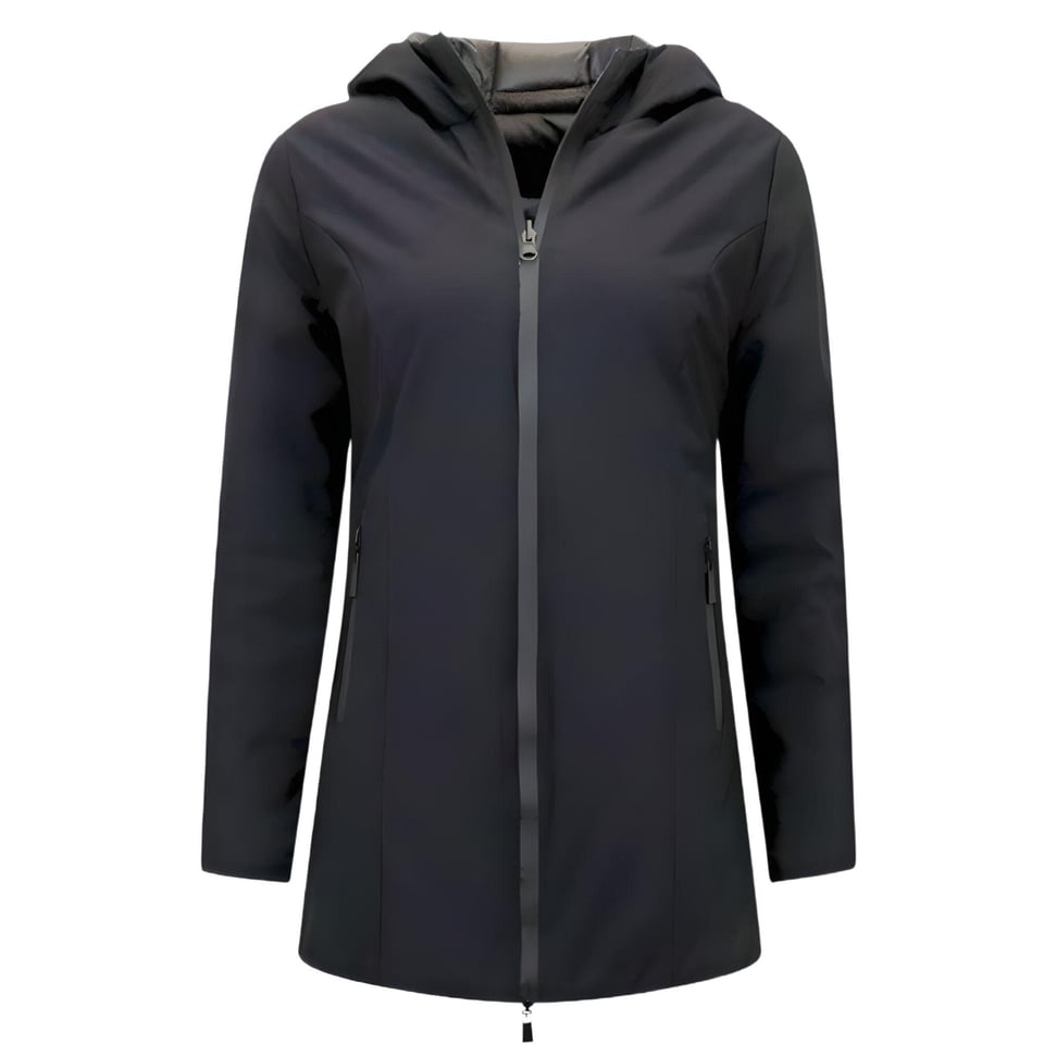 Double Face Dames Jassen Parka - Slim Fit - Zwart