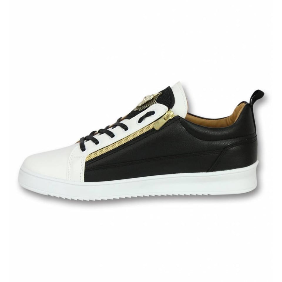 Heren Schoenen - Heren Sneaker Bee Black White Gold - CMS97 - Wit/Zwart