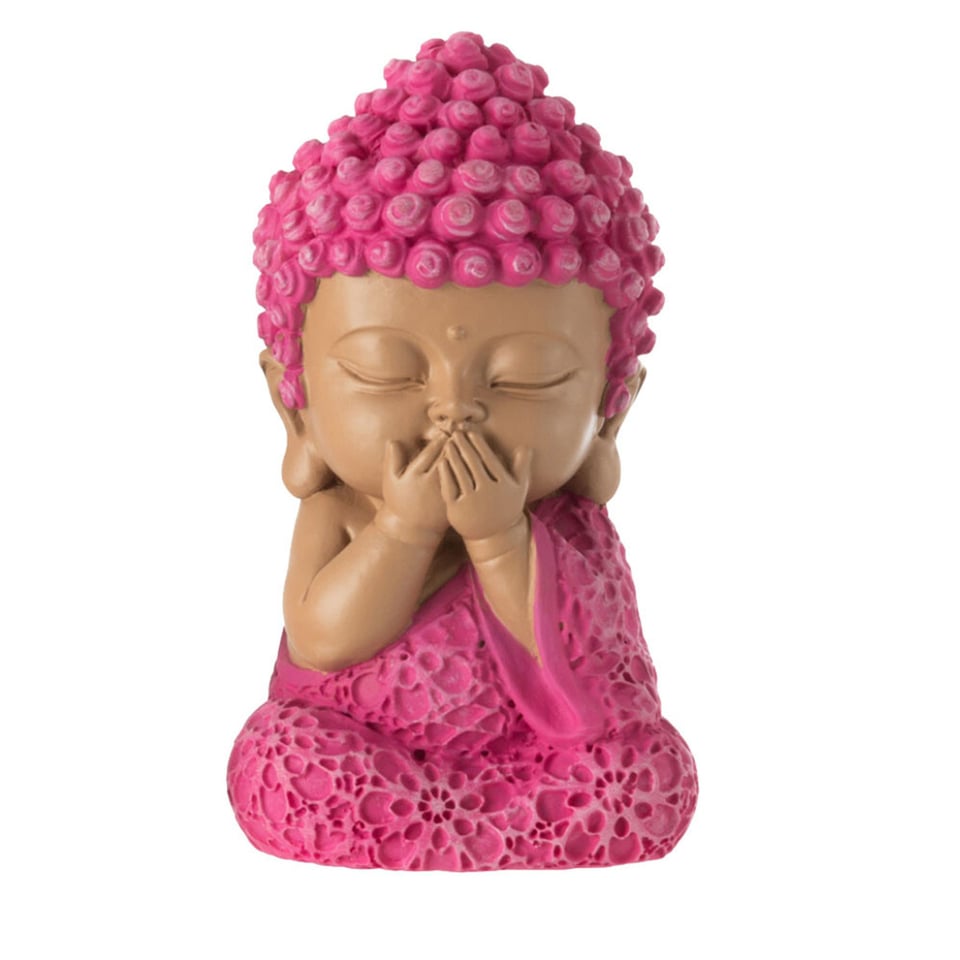 Beeldjes 'Horen Zien Zwijgen' Boeddha Roze 9cm Set/3