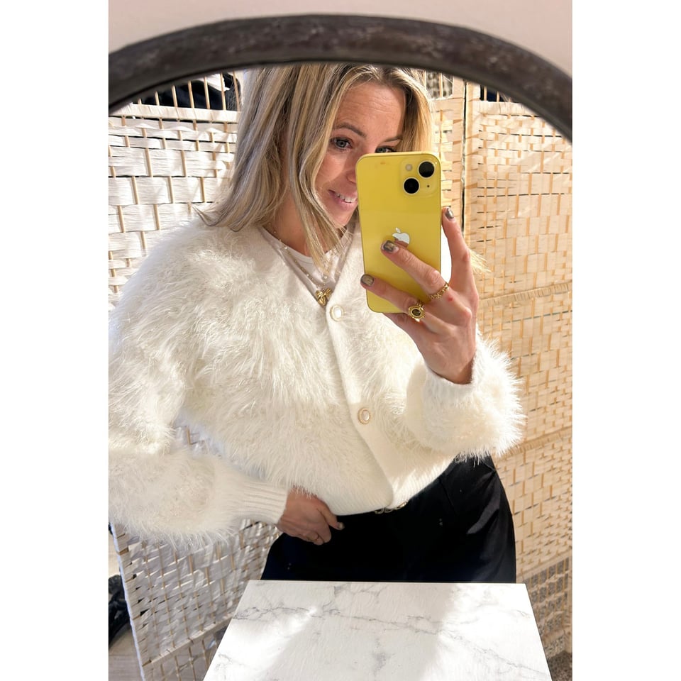 Fluffy Jolie vest - White sparkle - OneSize