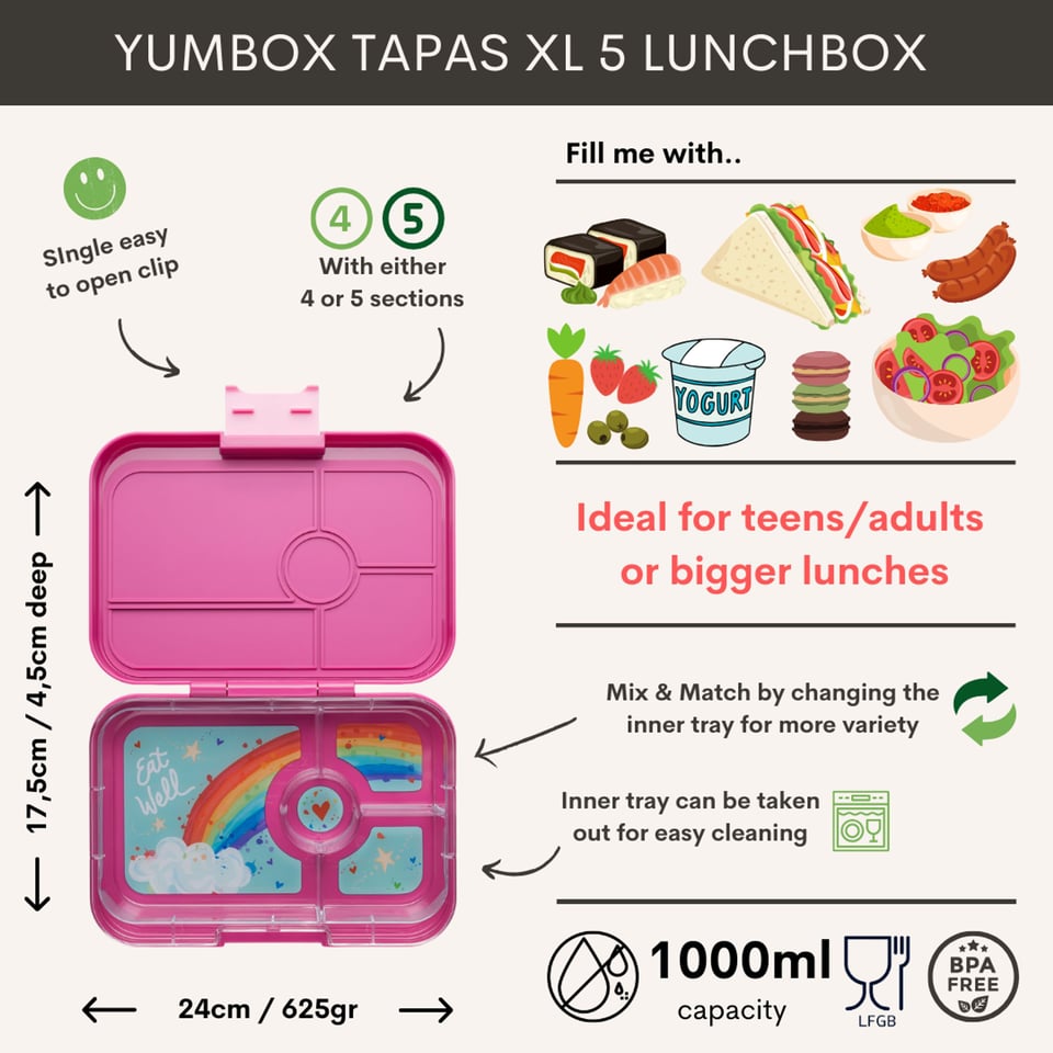 Yumbox Tapas XL 4 Vakken Malibu Purple / Rainbow - Paars
