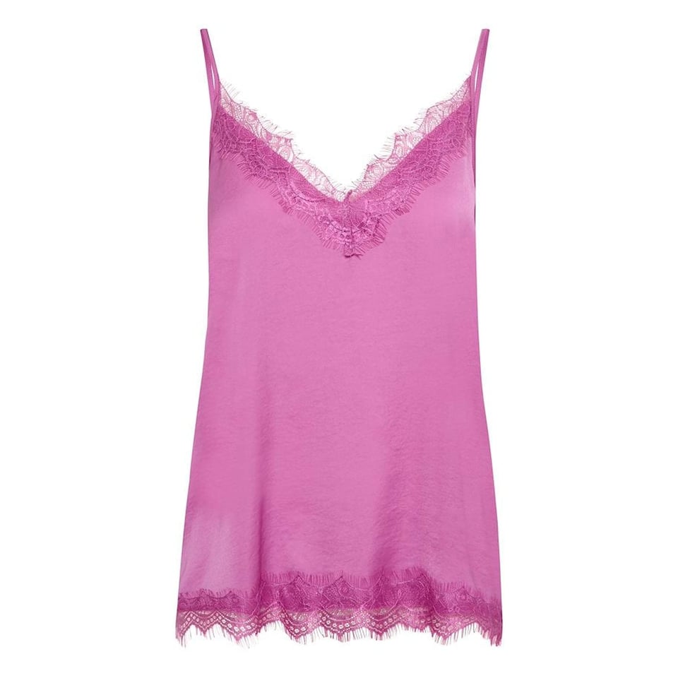 Silk look Pink lace Singlet