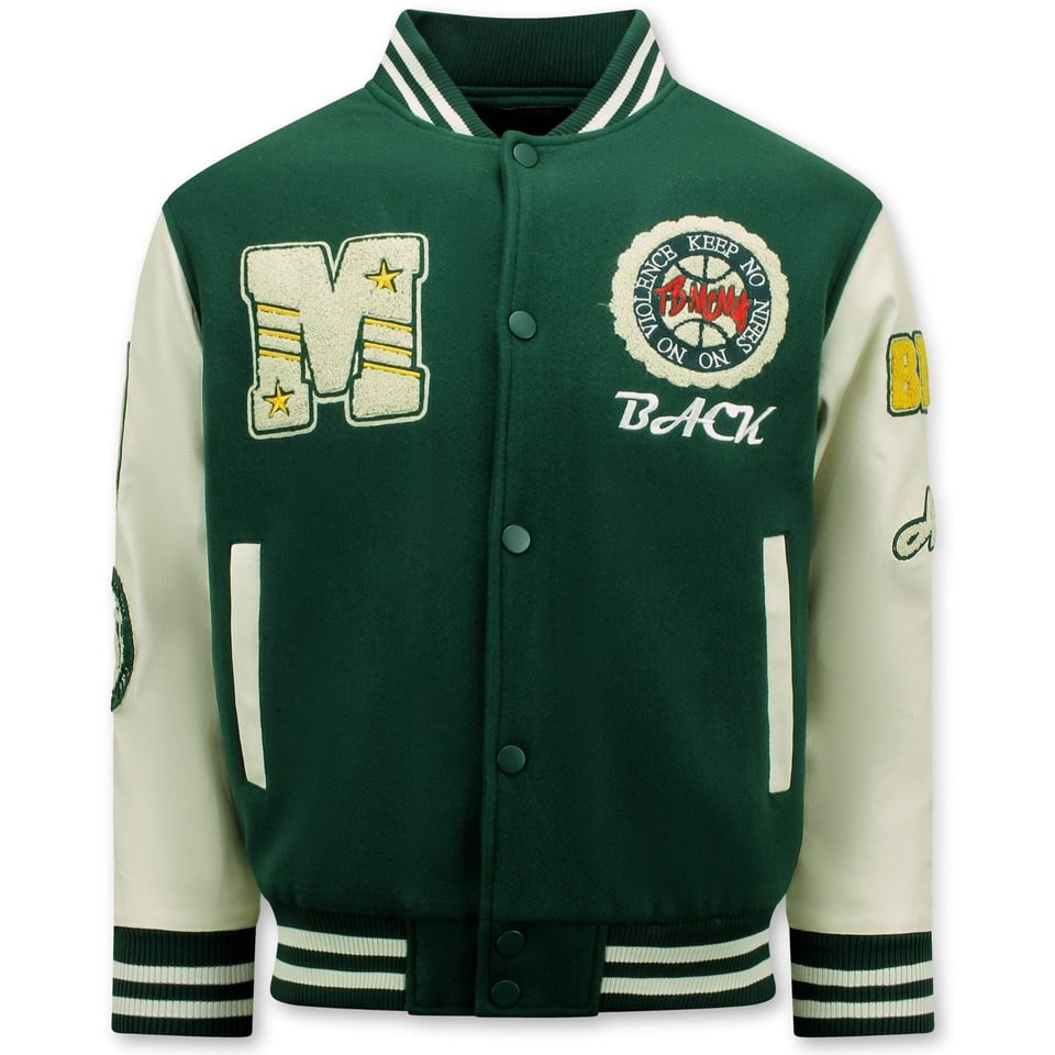 Vintage Oversized Varsity Jacket Heren - 7086 - Groen