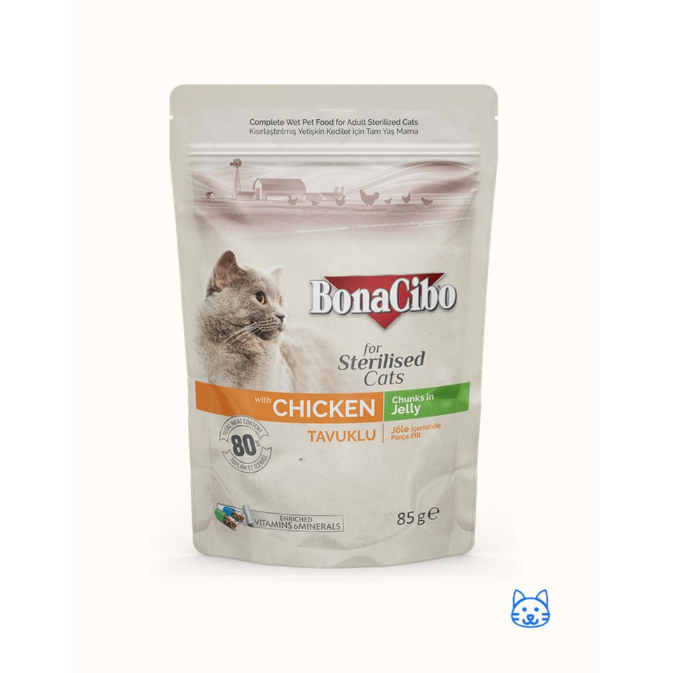 Bonacibo Bonacibo Pouch Sterilised Kip Kattenvoer - 12 X 85gr