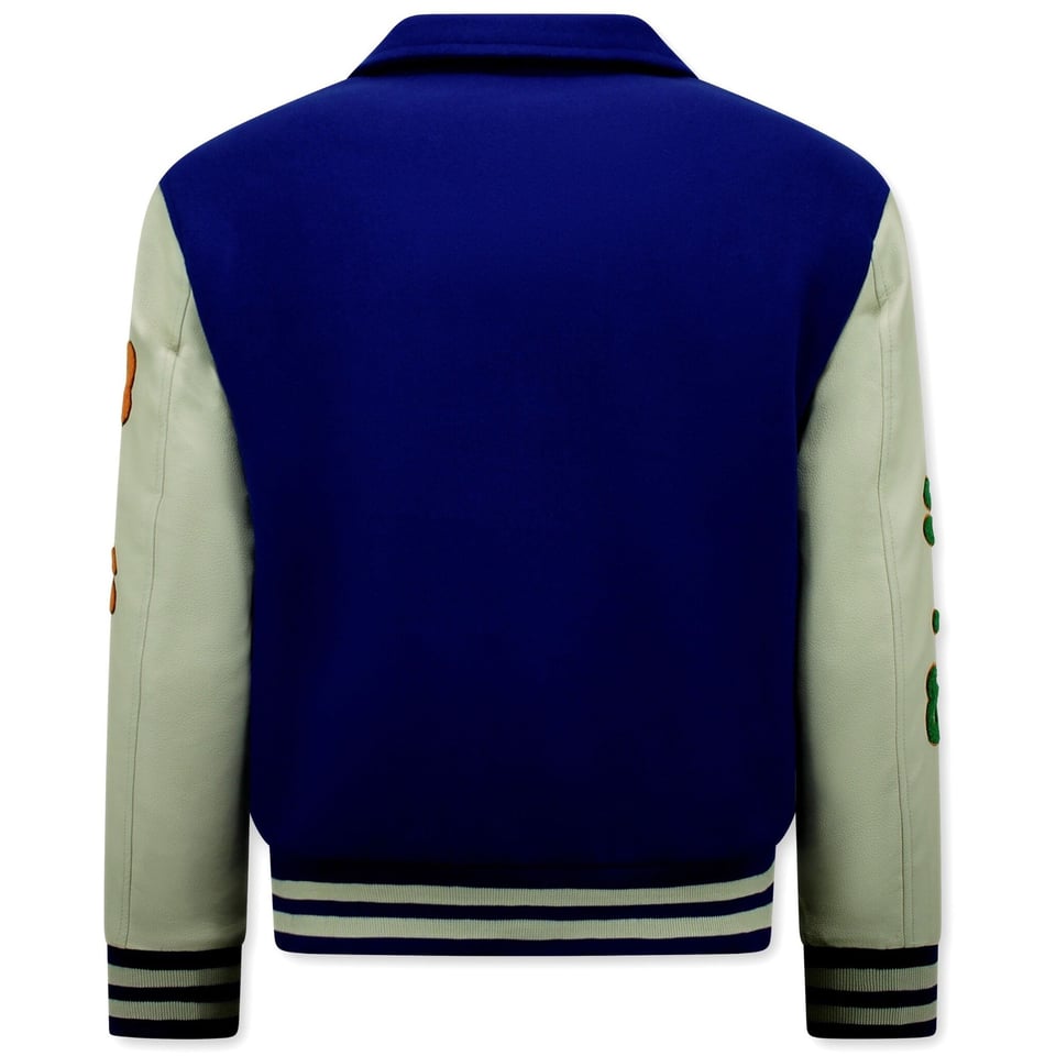 Geborduurde Retro College Jackets Oversized - 851 - Blauw