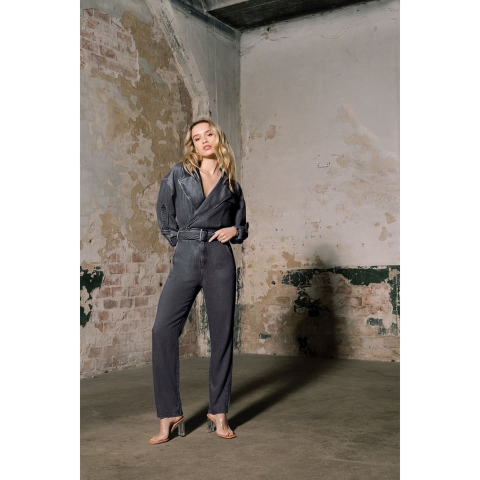 Homage to Denim Flowy Tailored Jumpsuit - Washed Grey