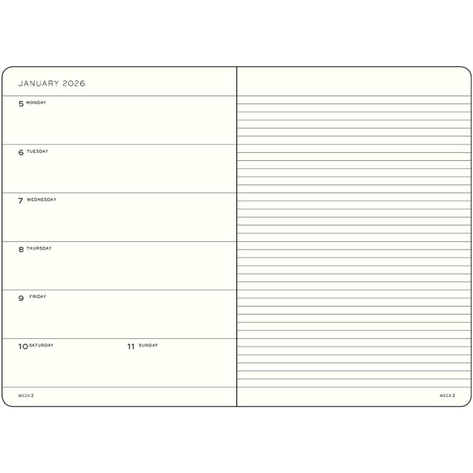 2026 Weekly Planner & Notebook 12 Months Medium A5