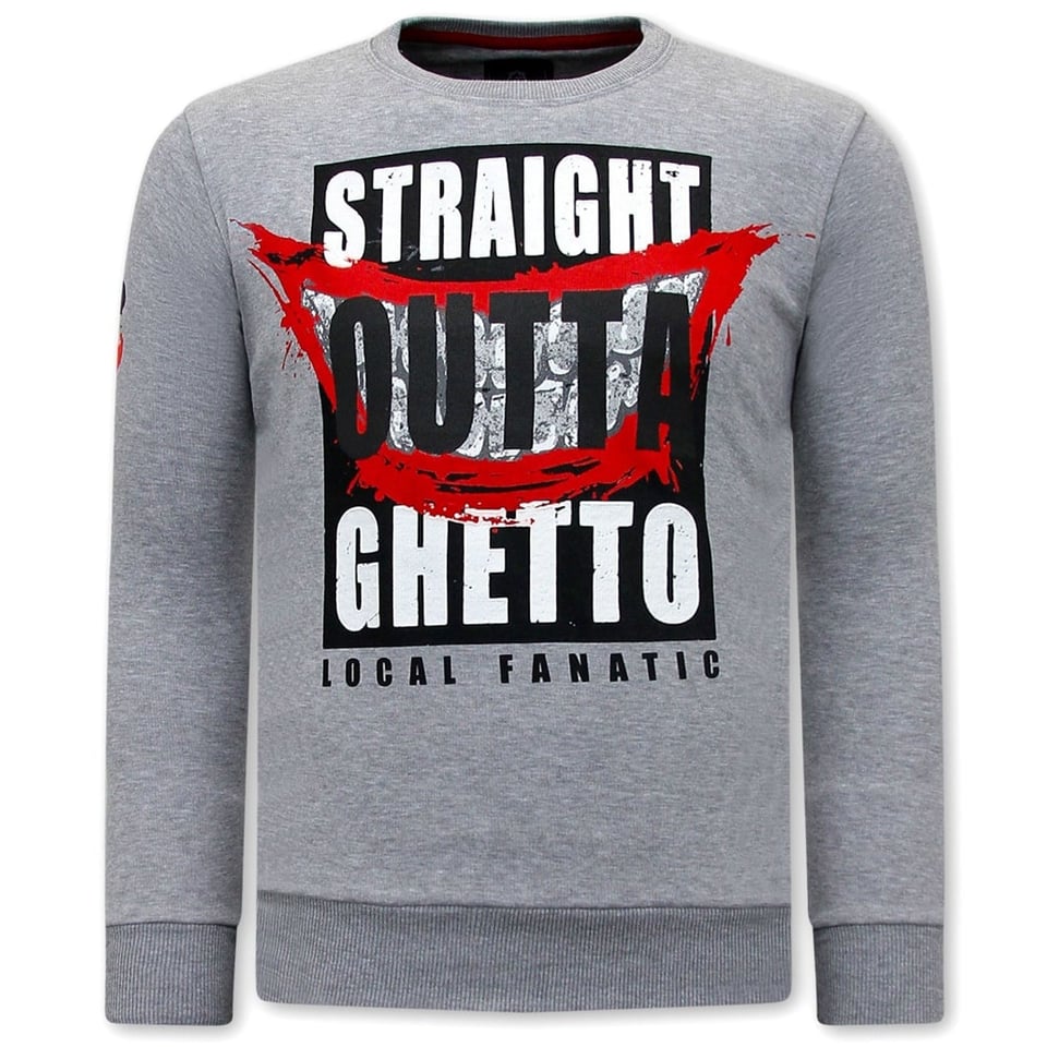Heren Sweater - Straight Outta Ghetto - Grijs