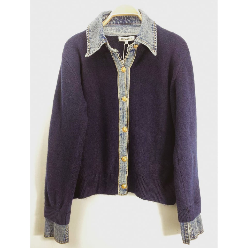 Soft Knitted Denim Cardigan - Navy - ONESIZE