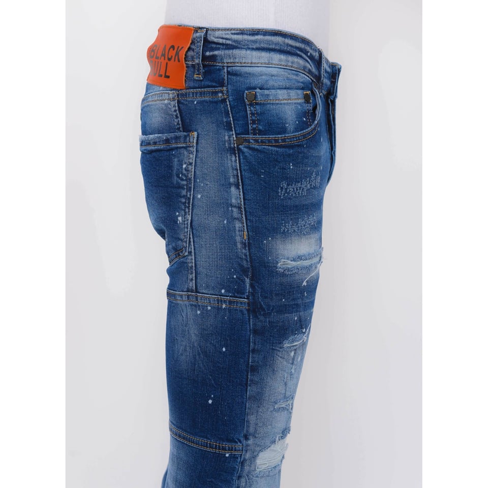 Destroyed Jeans Heren Stonewashed - Slim Fit -1083- Blauw