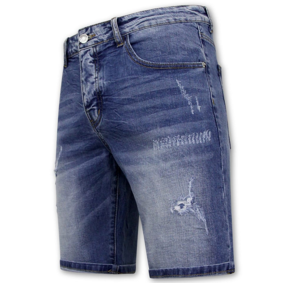 Stretch Korte Broek Heren - Denim Short - Blauw