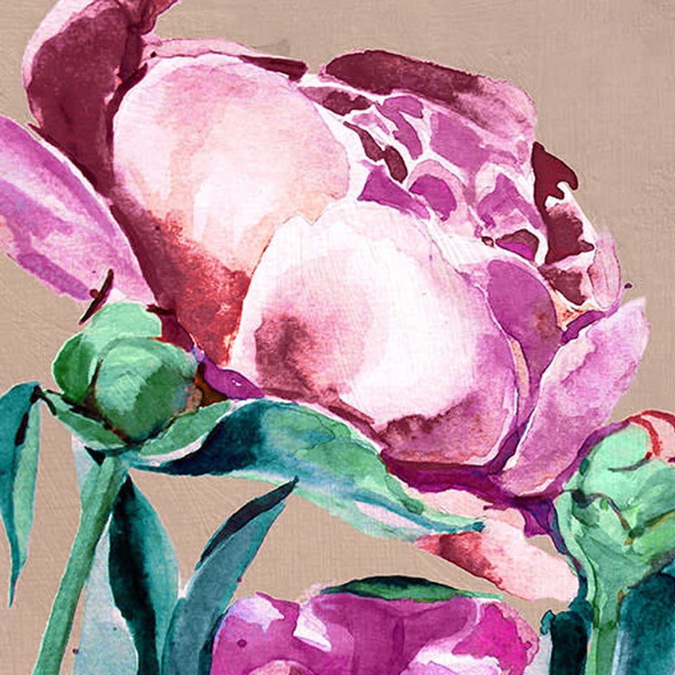 Schilderij Fuchsia Bloemen Op Canvas 80x120cm Ingelijst