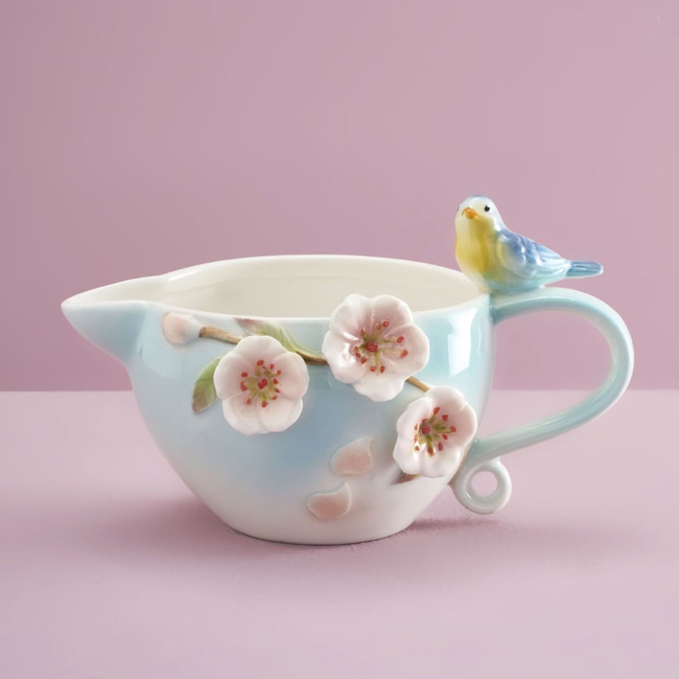 Theeset Vogels en Bloemen Multicolor - Theepot-Melkkan-Suikerpot