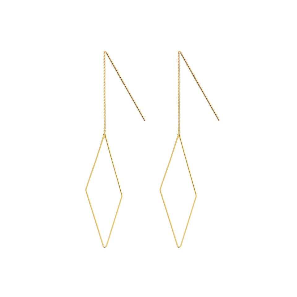 Gold Plated Hanging Earrings with Long Rhombus
