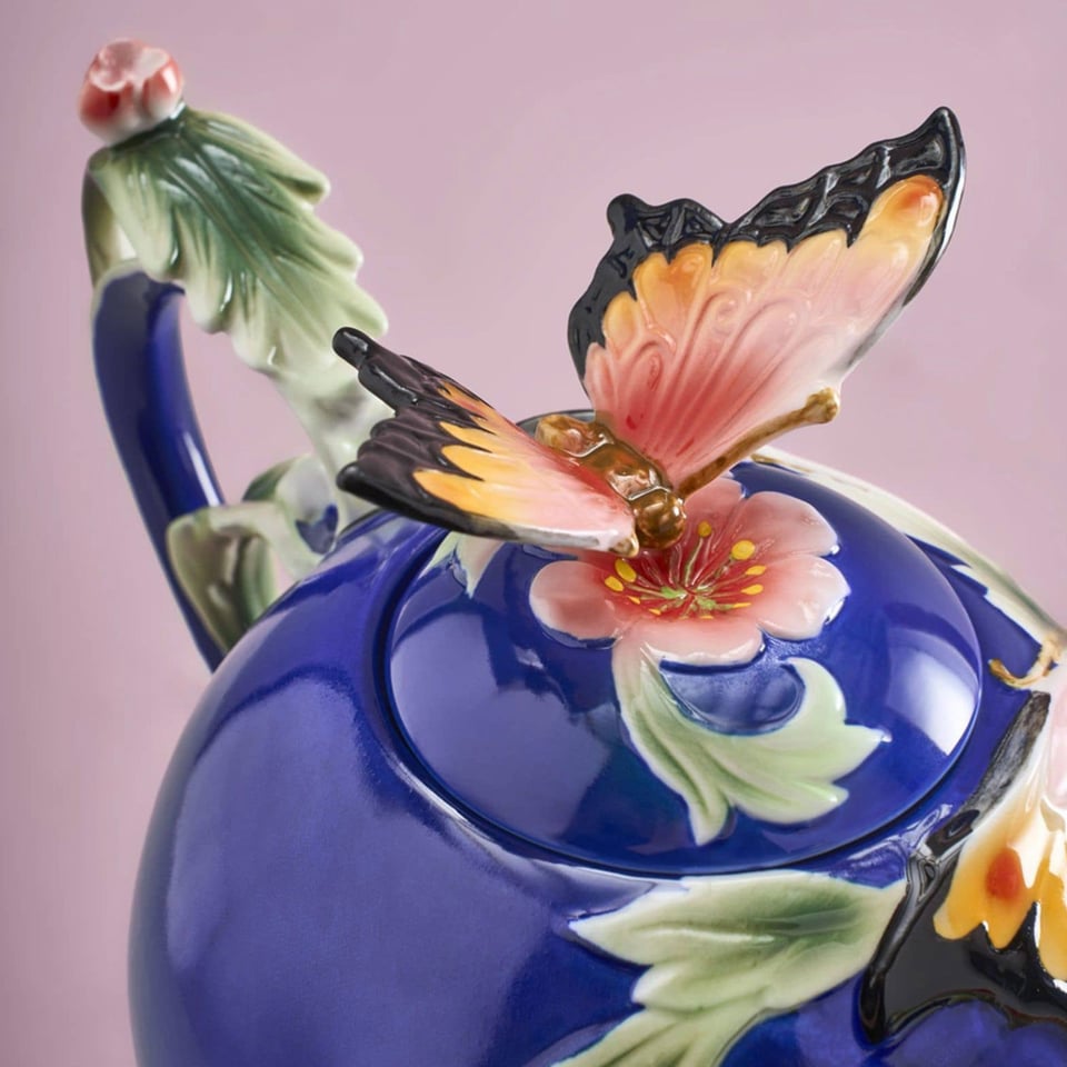 Theepot Butterfly Multicolor Aardewerk 24x18cm