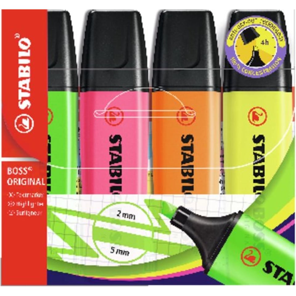 Stabilo Boss Original Etui 4 Stuks