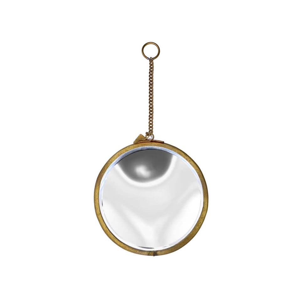 Spiegeltje Mini Rond Aan Hanger Antiek Goud 13cm