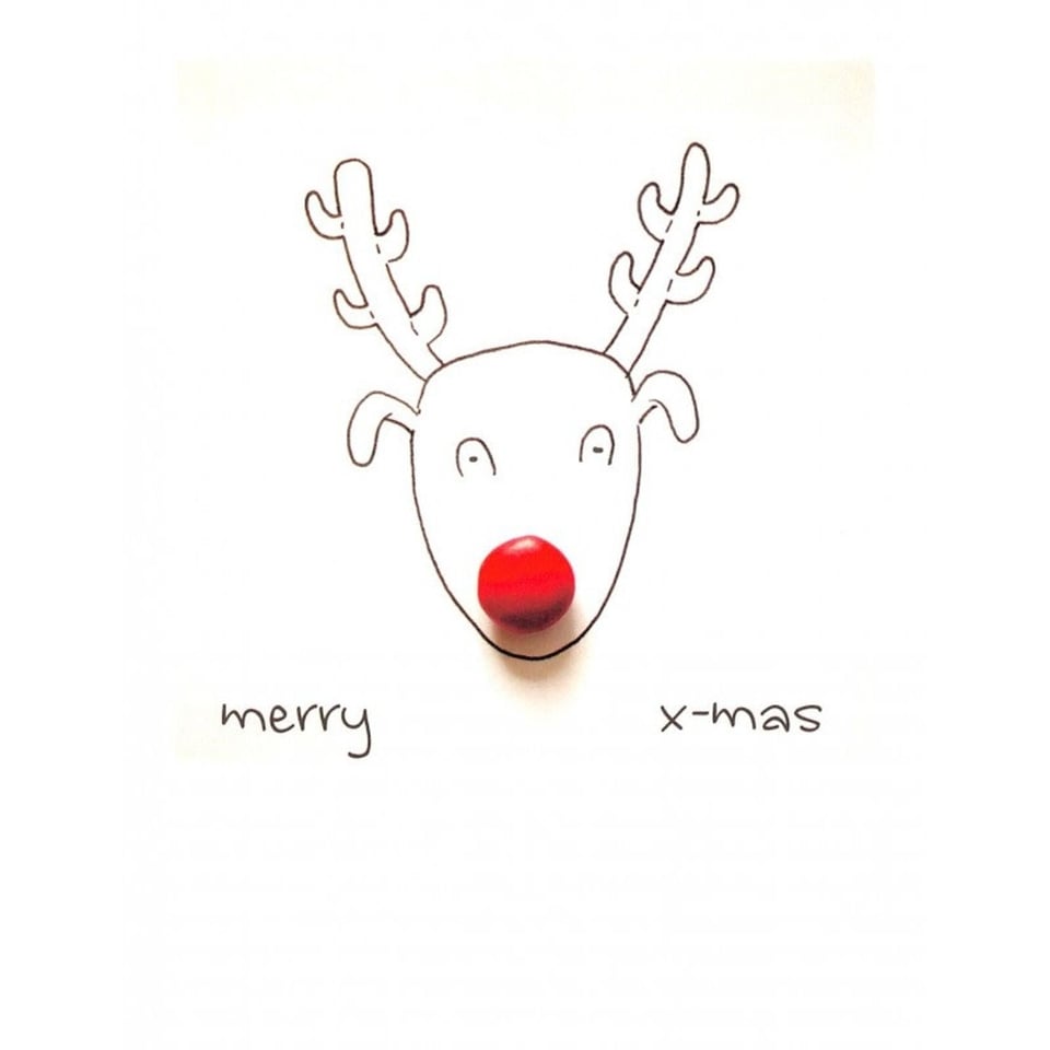 Kerstkaart - Rudolph - Merry X-Mas