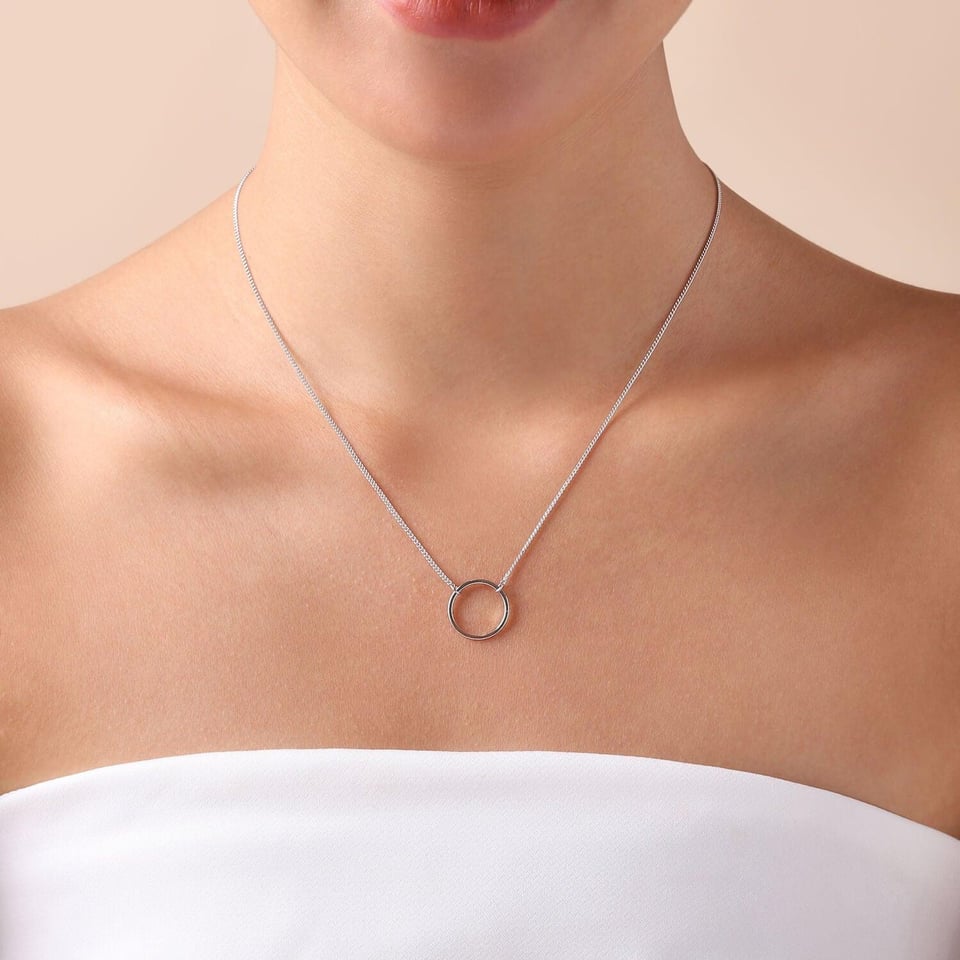Silver Plated Necklace with Circle
