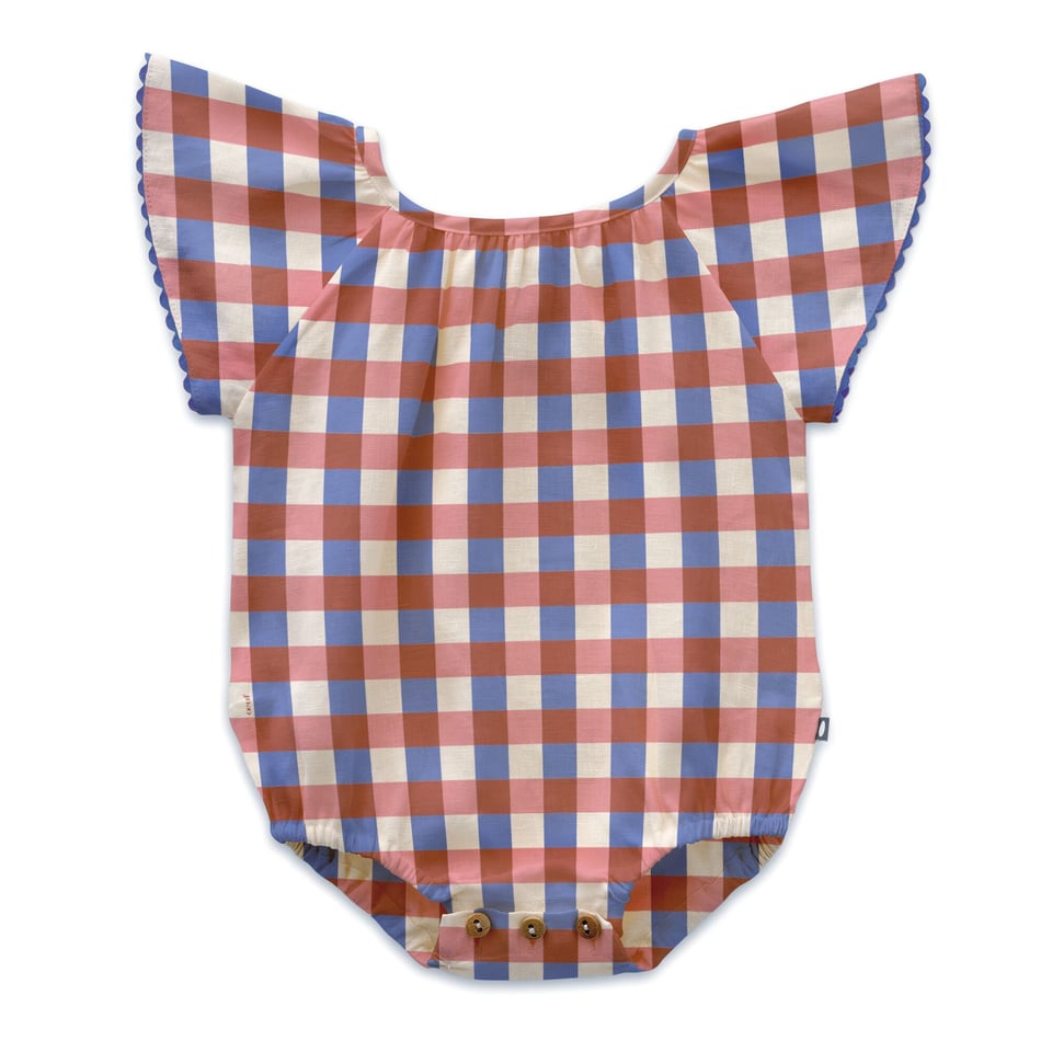 Ric Rac Romper - Flamingo Pink/Gingham