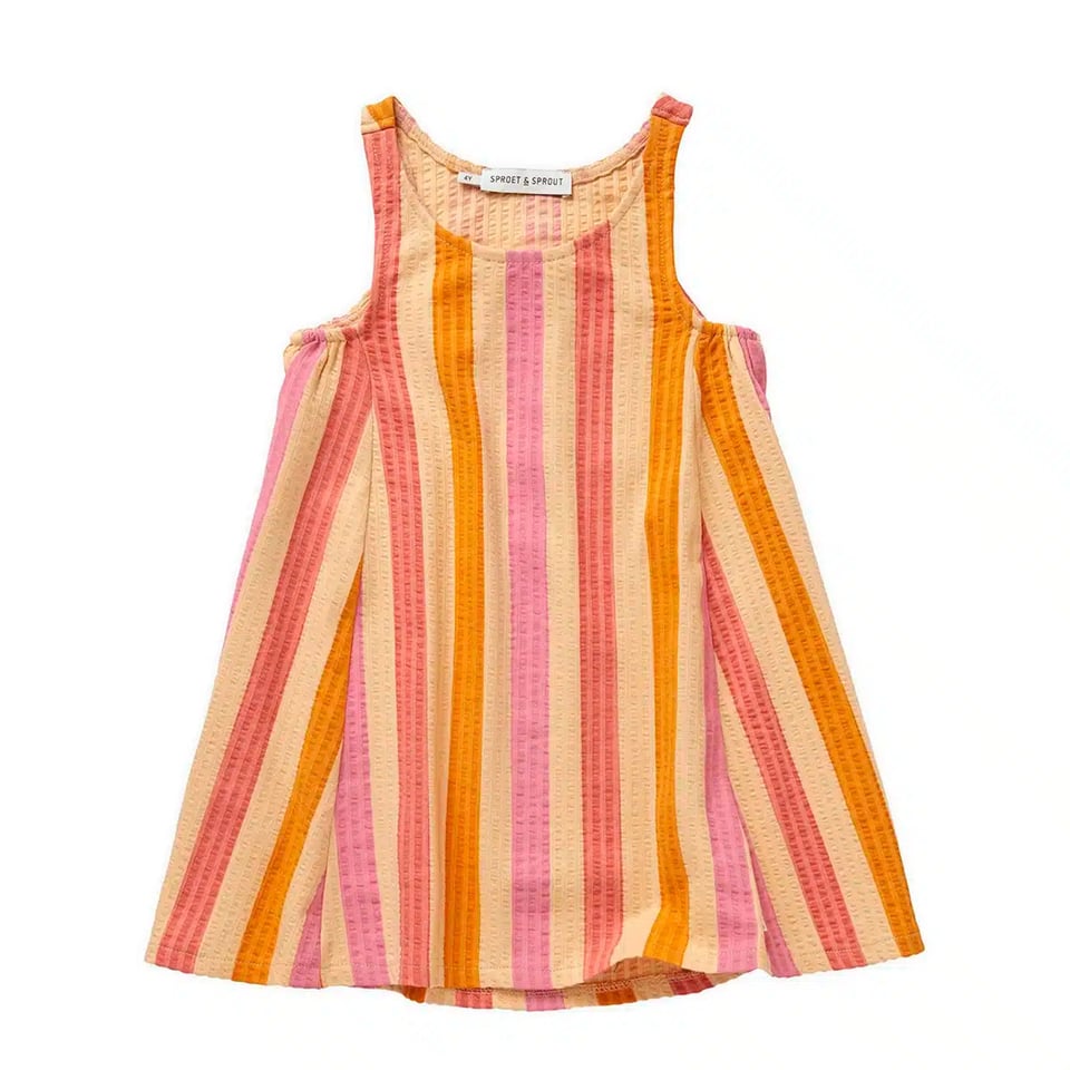 Sproet & Sprout Sleeveless Dress Stripes Nectarine