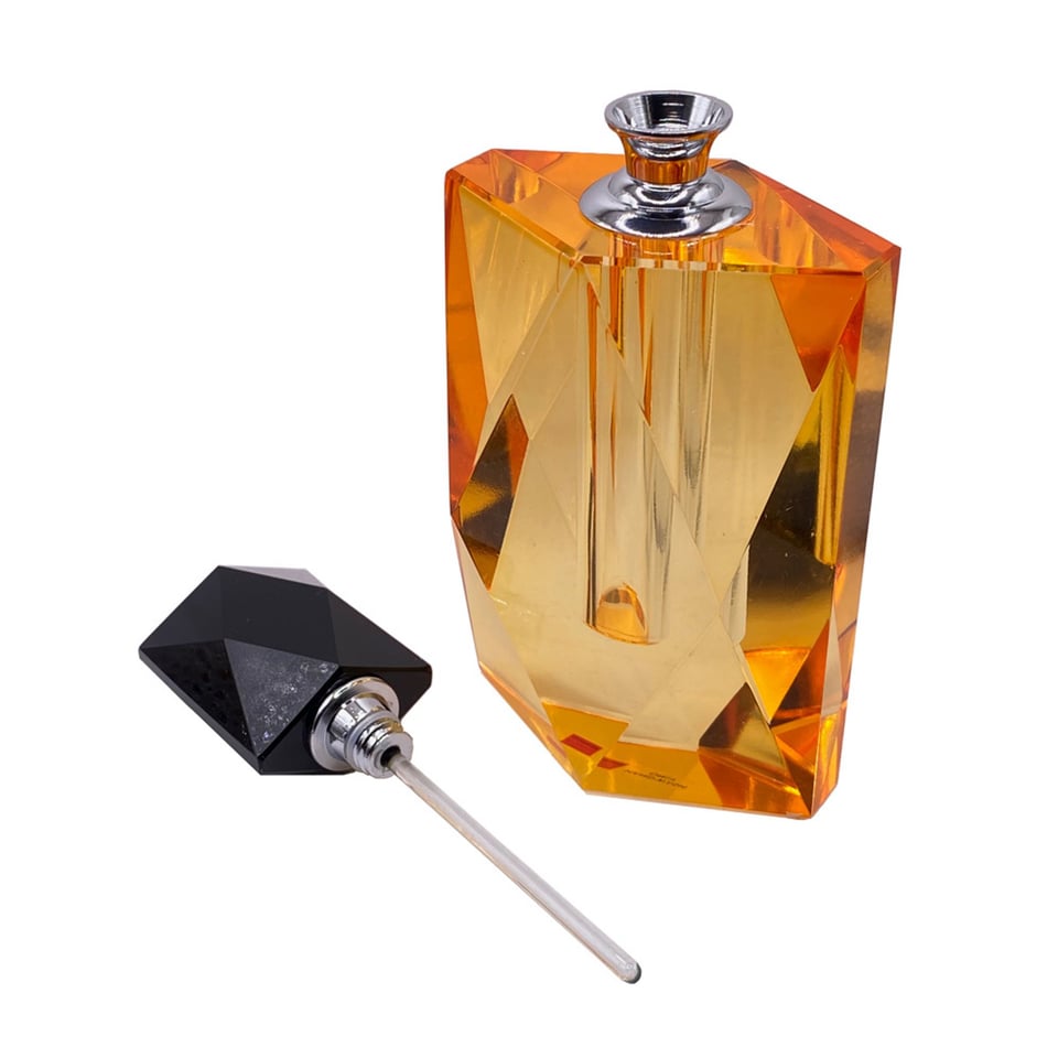 Parfumfles Votief Zwart-Amber Kristal Glas 8x18cm