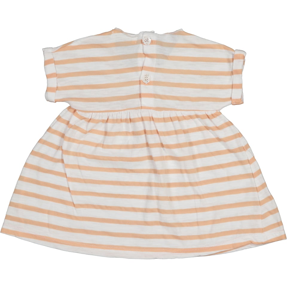 BOAT- Striped cot.slub Dress - Apricot